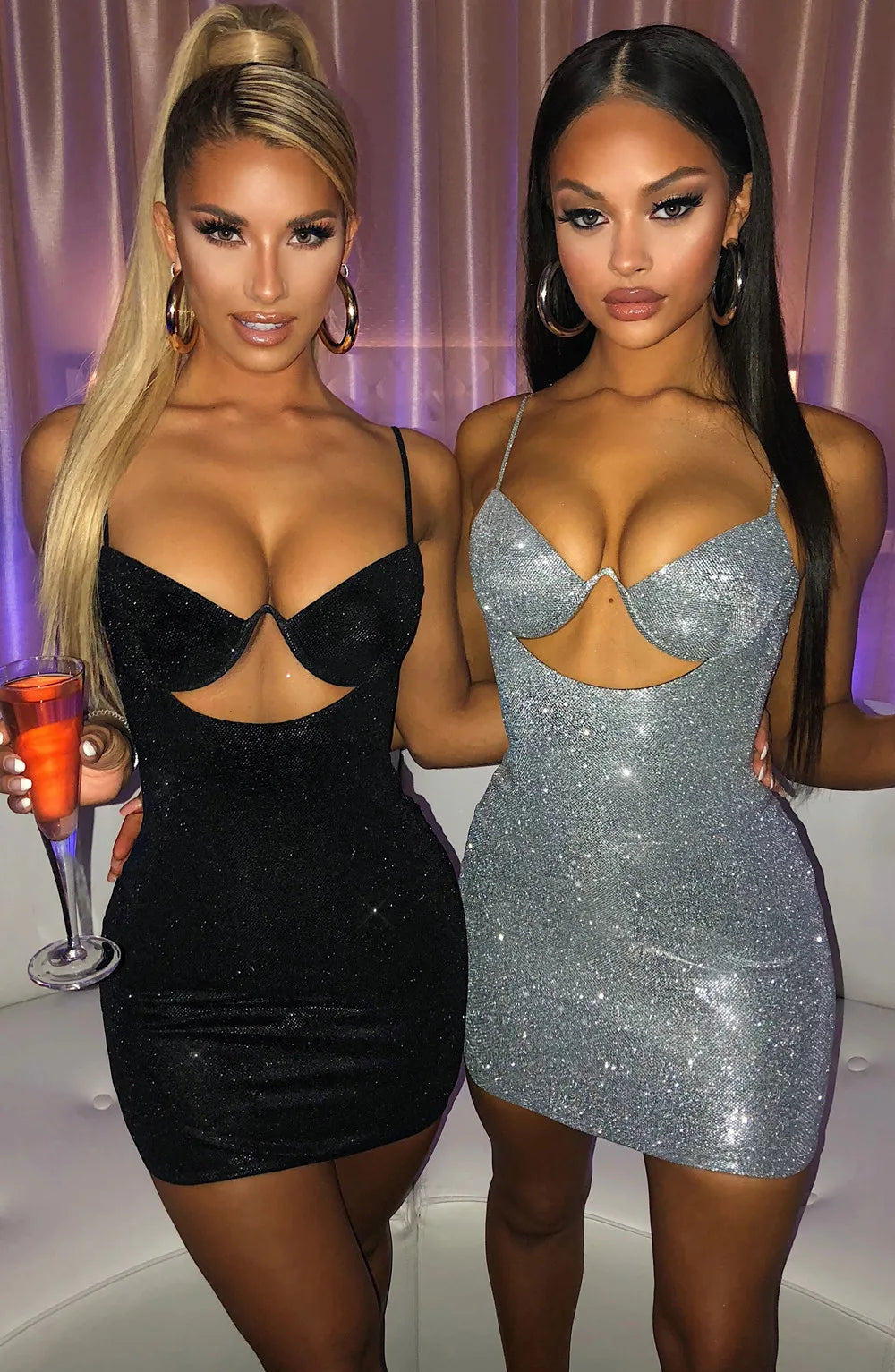 Sparkle Cut-Out Mini Dress