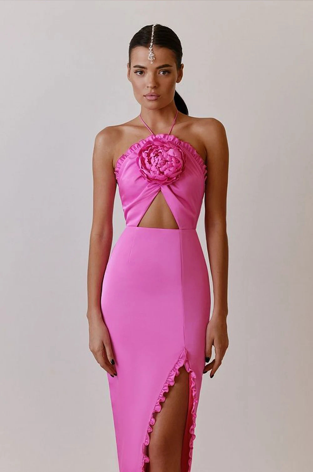 Floral Halter Cut-Out Maxi Dress