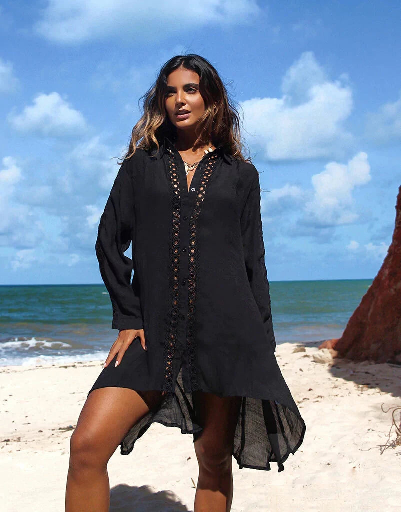Sheer Printed Maxi Cover-Up Dress