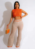 Crochet Crop Top & Flare Pants Set
