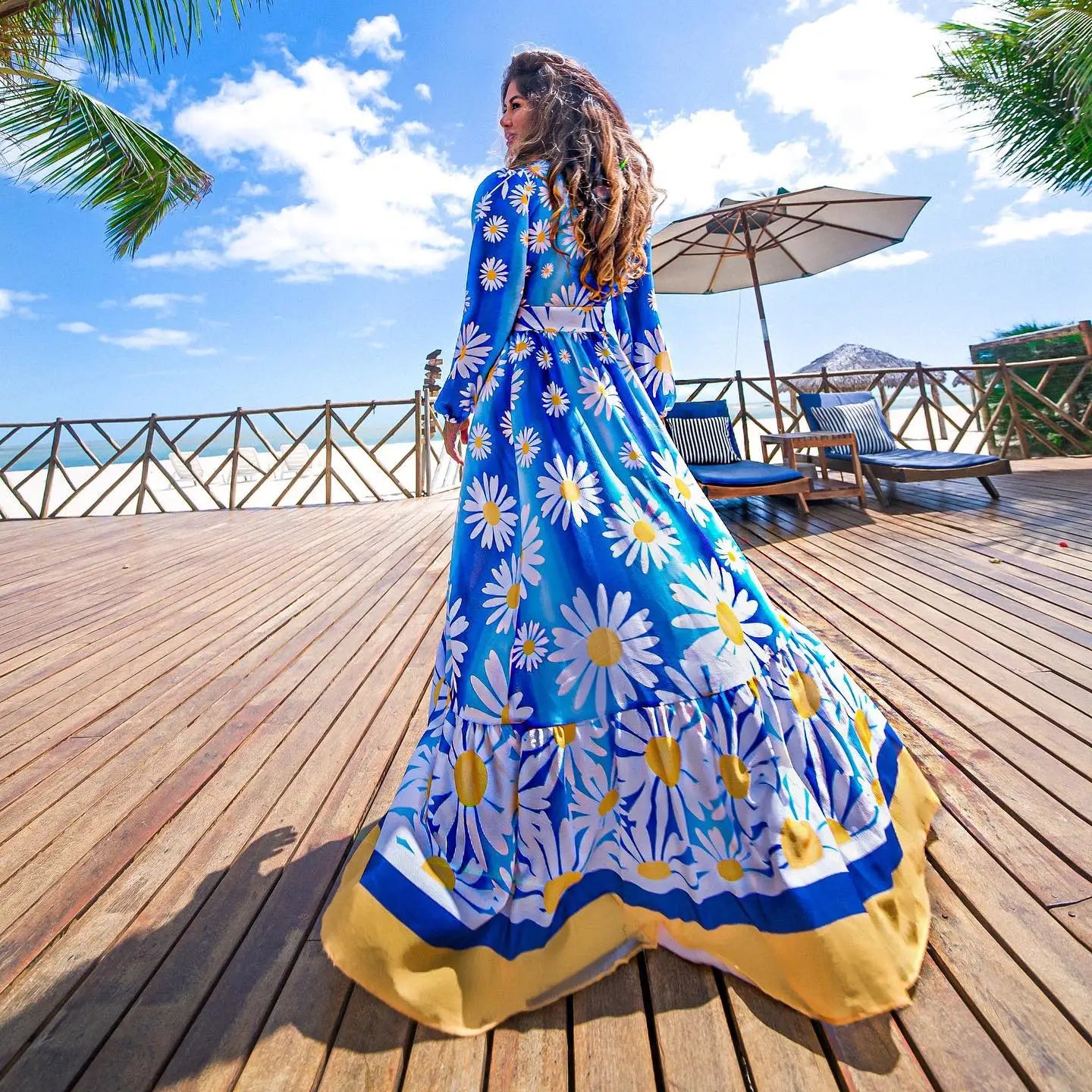 Sheer Printed Maxi Cover-Up Dress