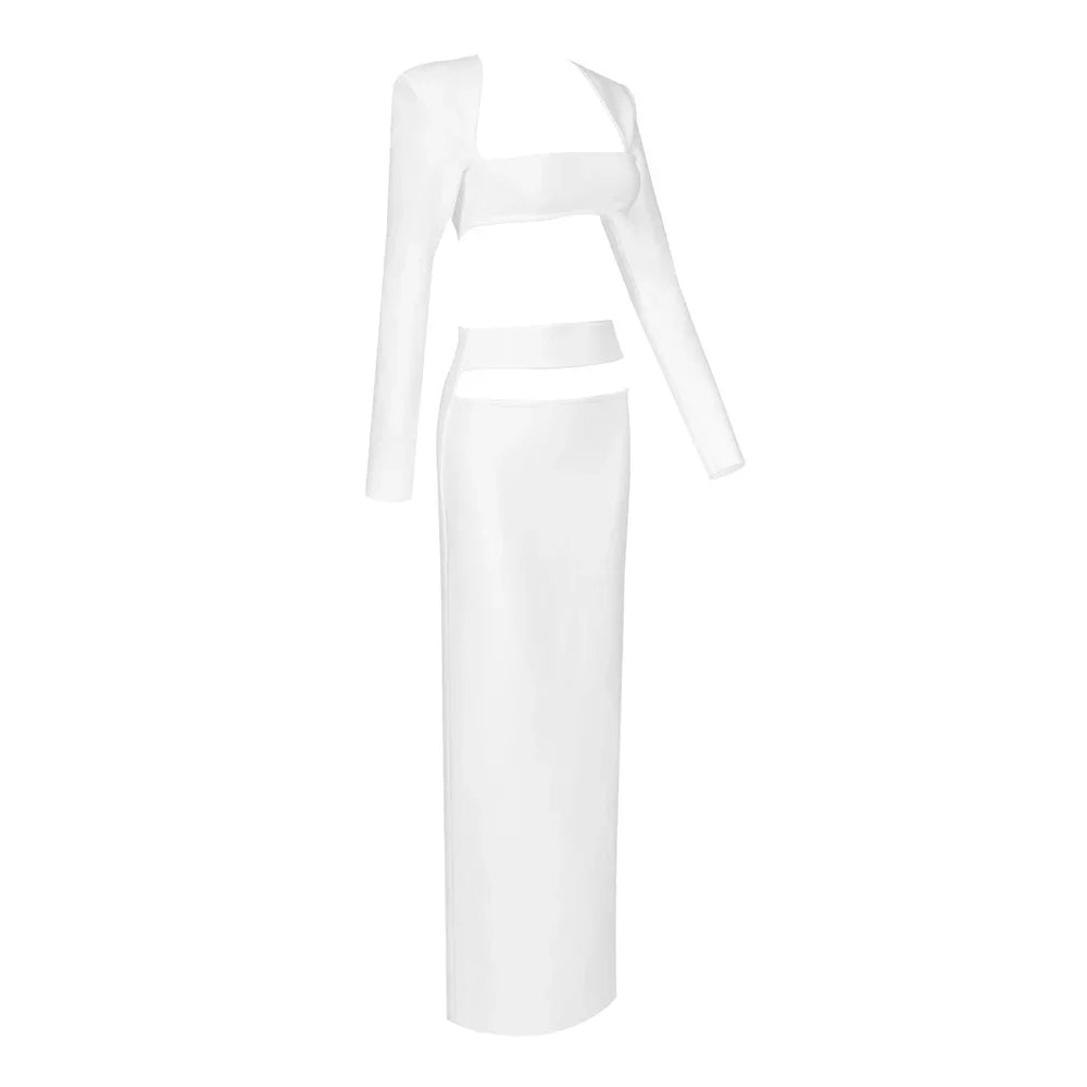 Elegant Cut-Out Two-Piece Maxi Dress