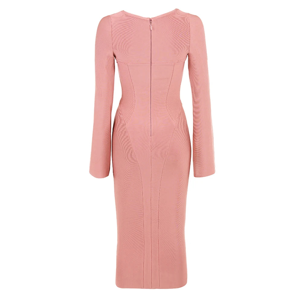 Elegant Sculpted Bodycon Midi Dress