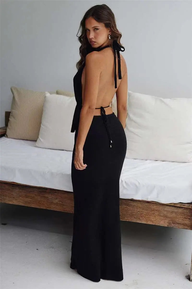 Halter Two-Piece Maxi Set