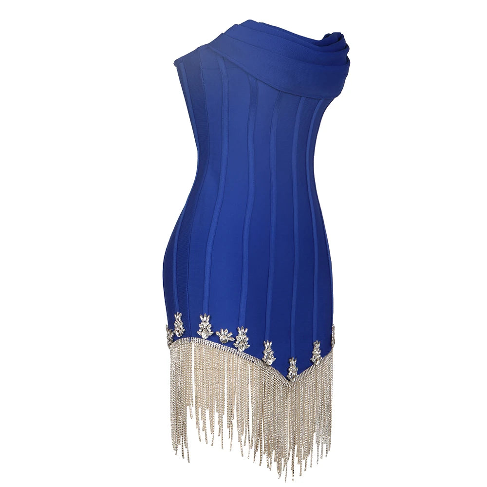 Crystal Fringe Corset Mini Dress