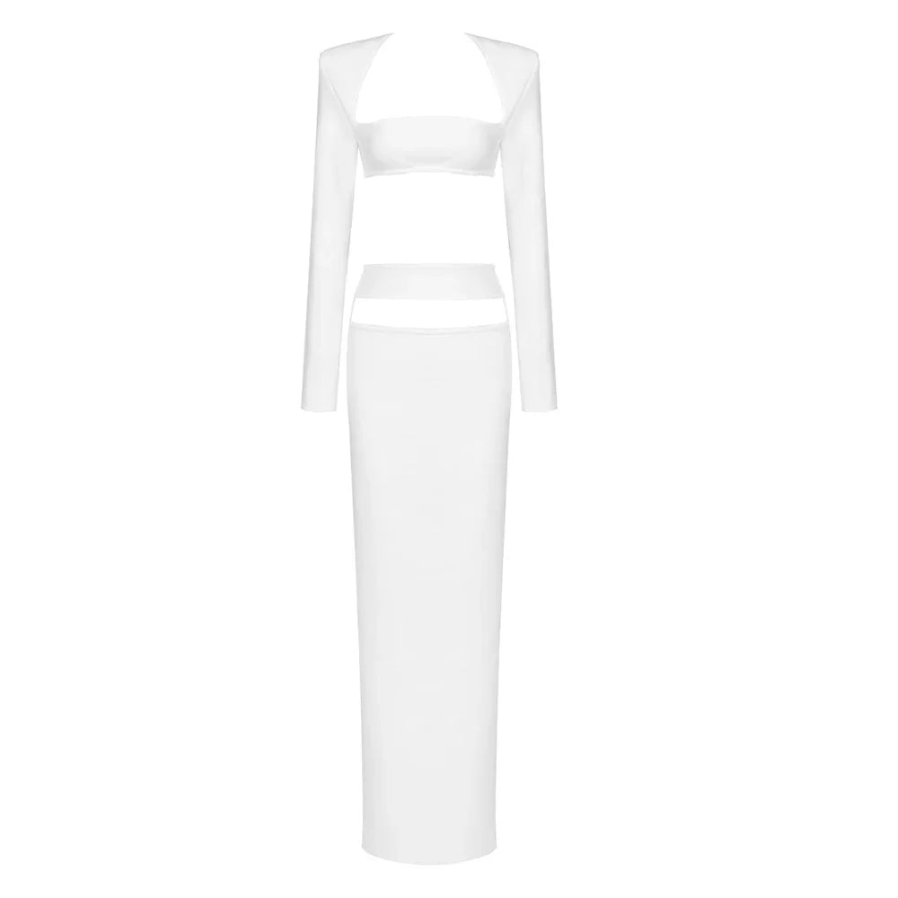 Elegant Cut-Out Two-Piece Maxi Dress