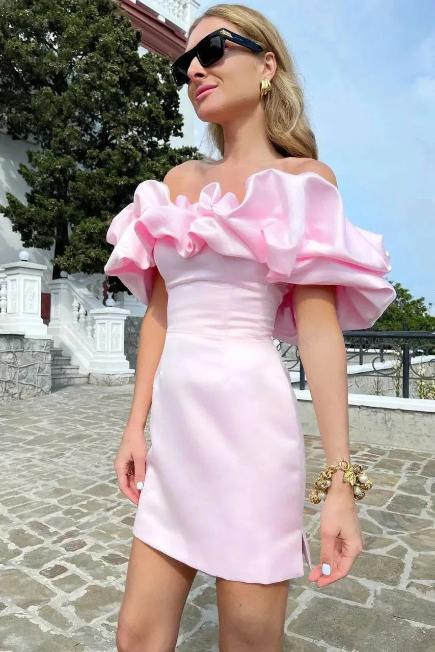 Ruffled Off-Shoulder Mini Dress