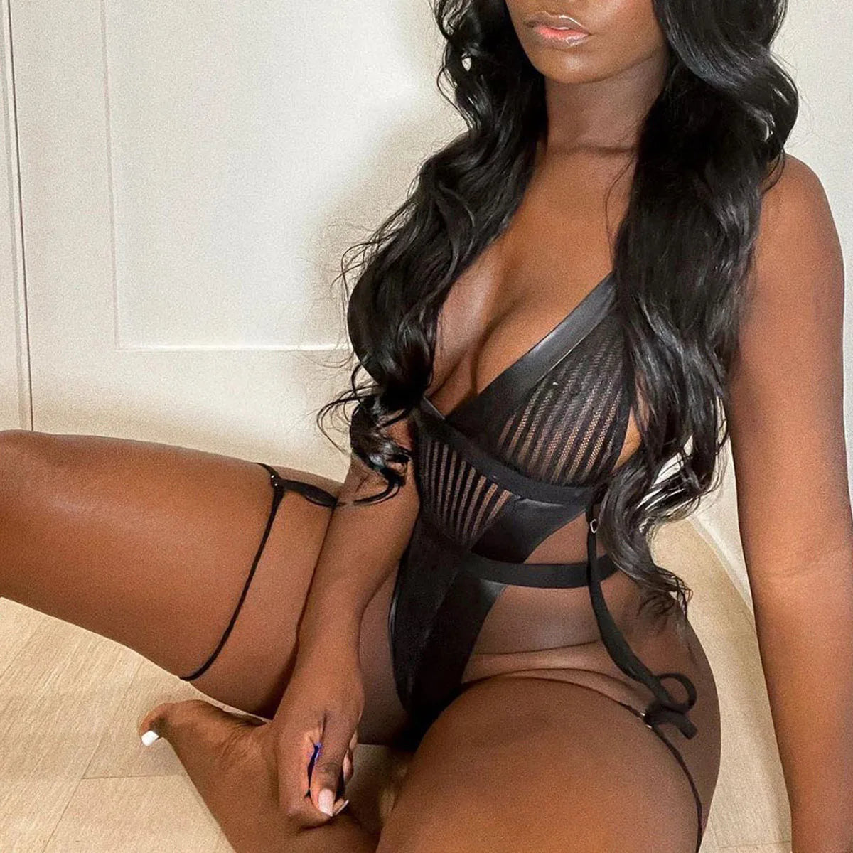 Sheer Sculpt Strap Bodysuit Set