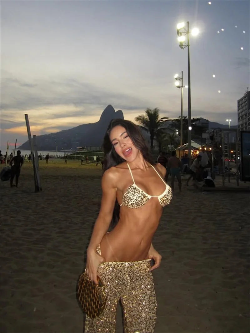 Golden Sequin Two-Piece Set