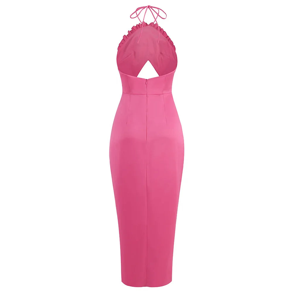 Floral Halter Cut-Out Maxi Dress