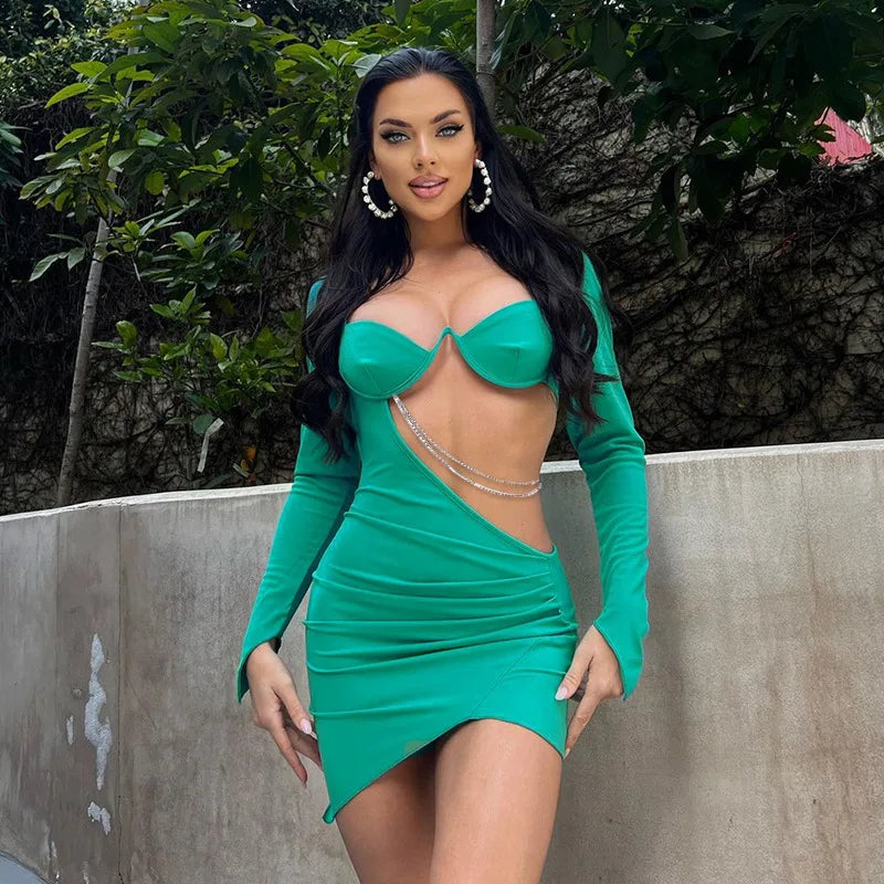 Chain Cut-Out Bodycon Mini Dress
