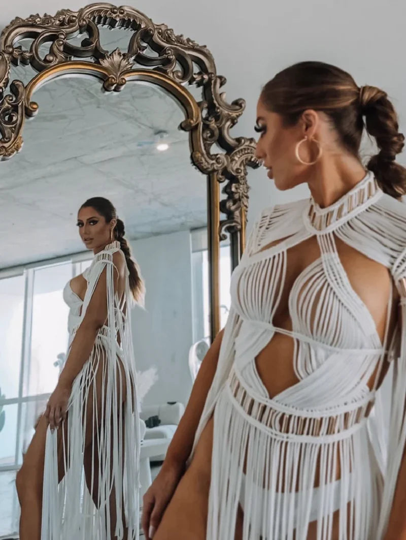 Fringe Macramé Statement Dress