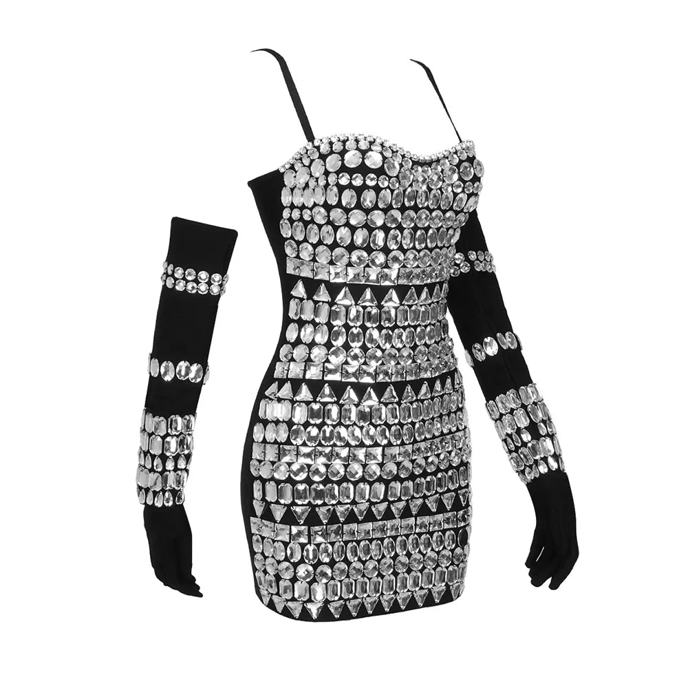 Crystal Embellished Mini Dress