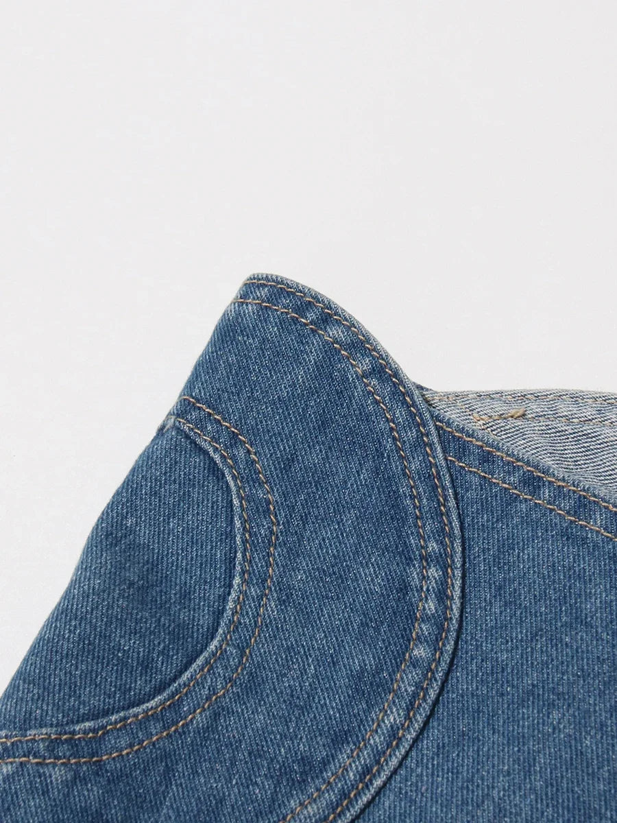 Denim Heart Cut-Out Two-Piece Set