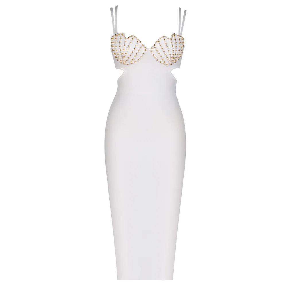 Studded Bust Bodycon Midi Dress