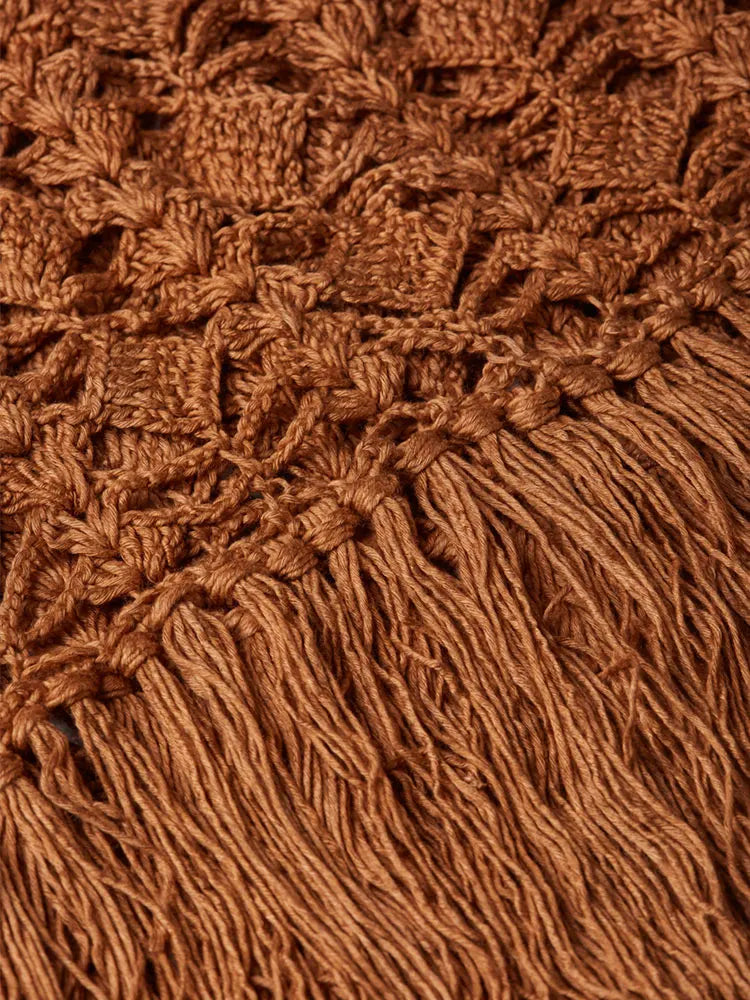 Boho Crochet Fringe Maxi Dress