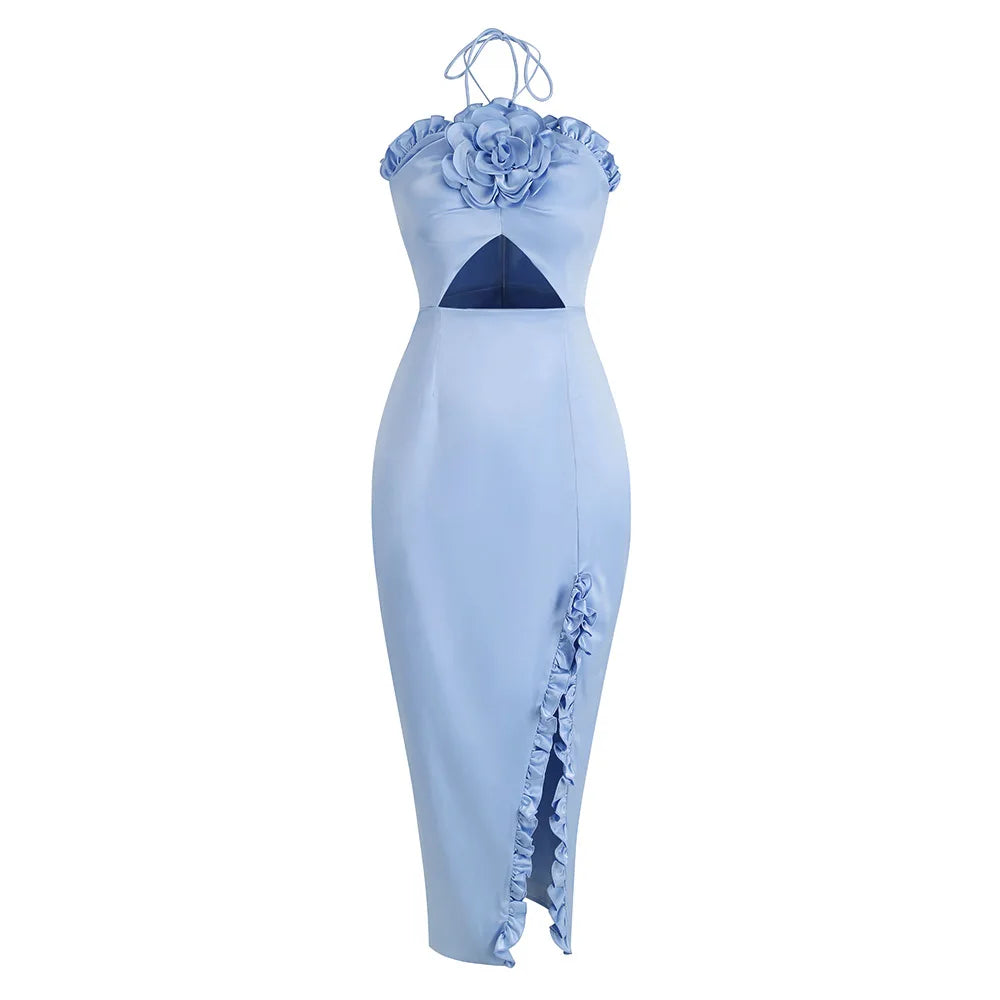 Floral Halter Cut-Out Maxi Dress