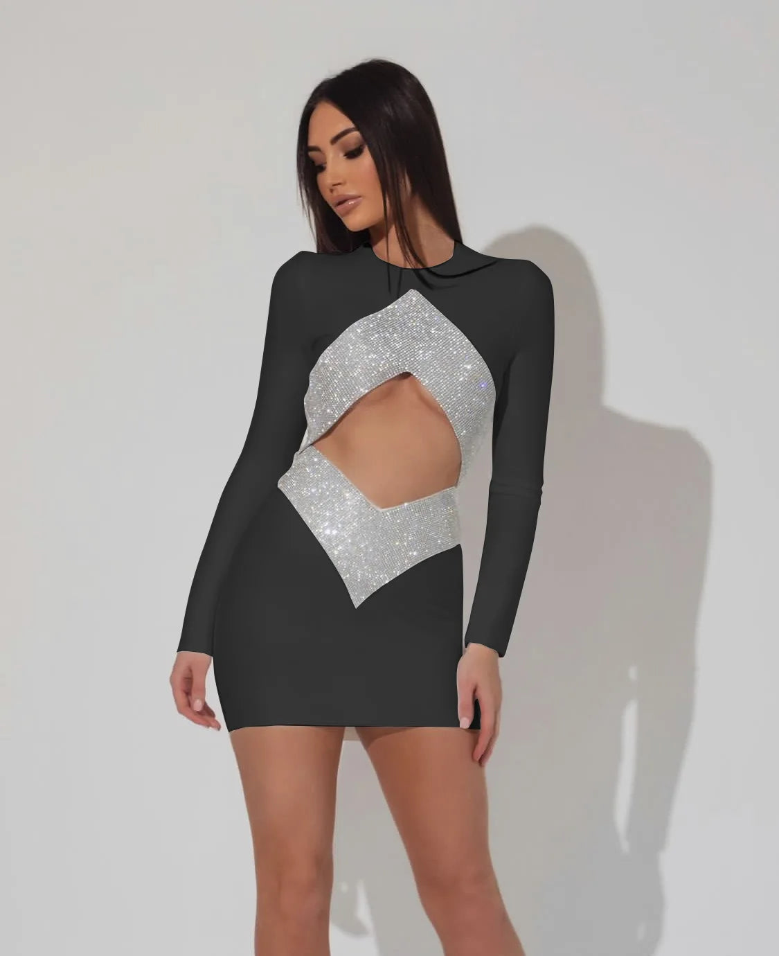 Crystal Cut-Out Bodycon Mini Dress