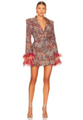Feather Sleeve Blazer Dress