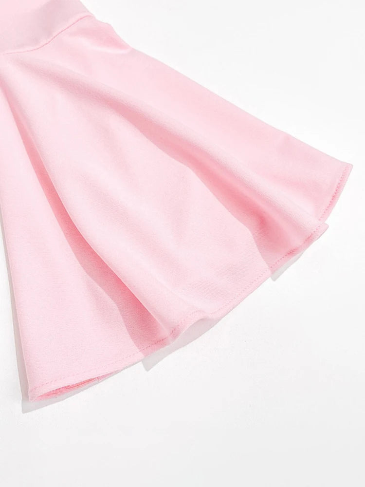 Elegant Pink High-Neck Maxi Dress with Floral Detail