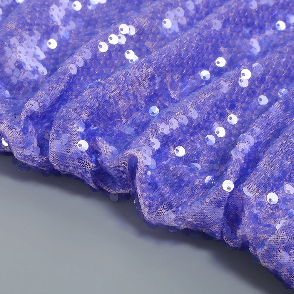 Purple Sequin Lace-Up Back Maxi Dress