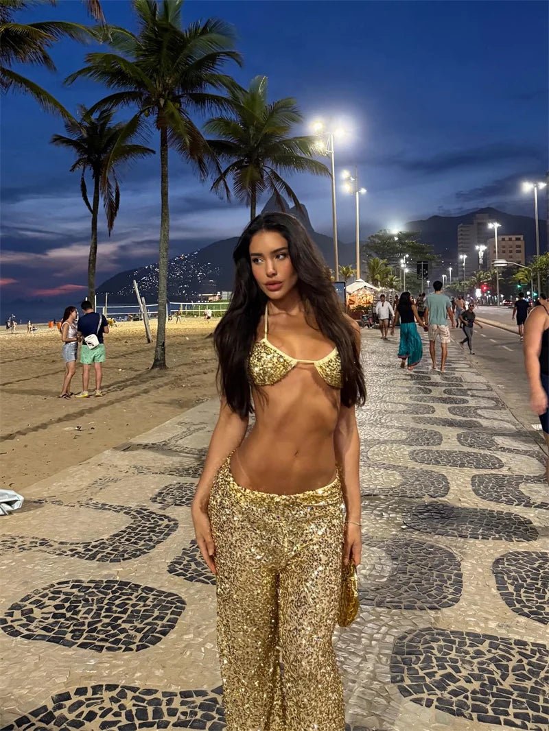 Golden Sequin Two-Piece Set