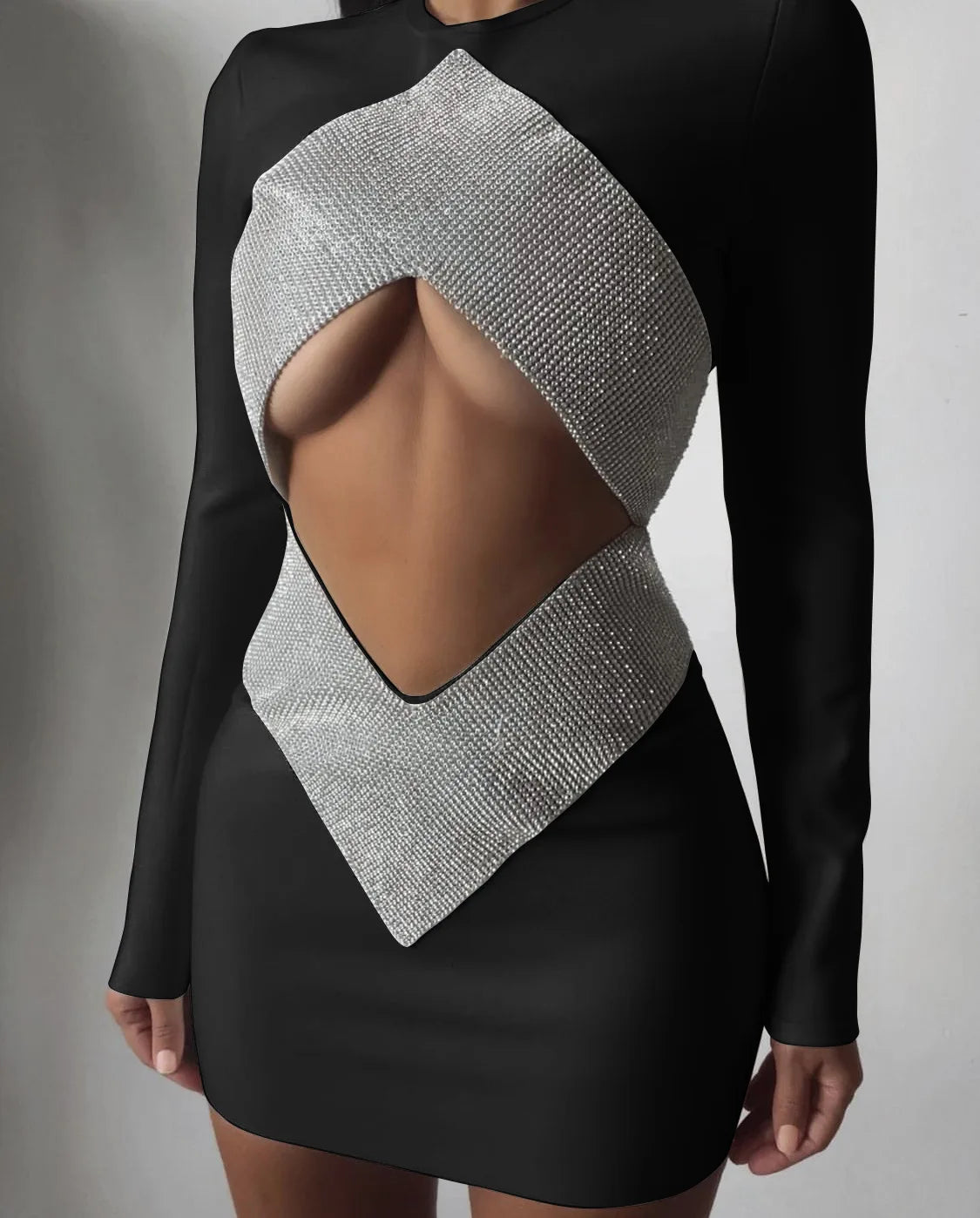 Crystal Cut-Out Bodycon Mini Dress