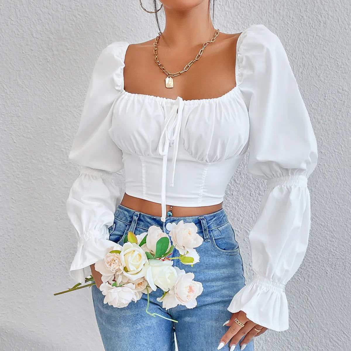 Romantic Puff Sleeve Corset Top