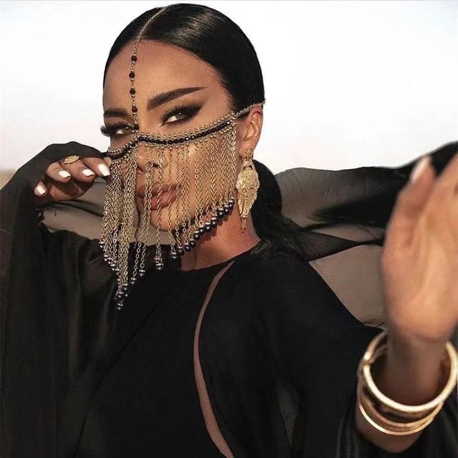 Gold Chain Veil Face Jewelry