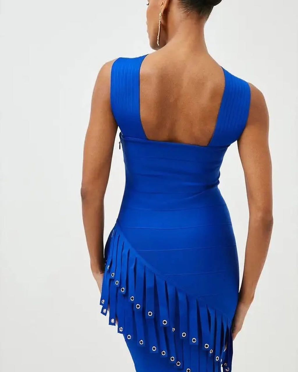 Royal Blue Bandage Mini Dress | One Shoulder Fringe Bodycon Party Dress MYLINE