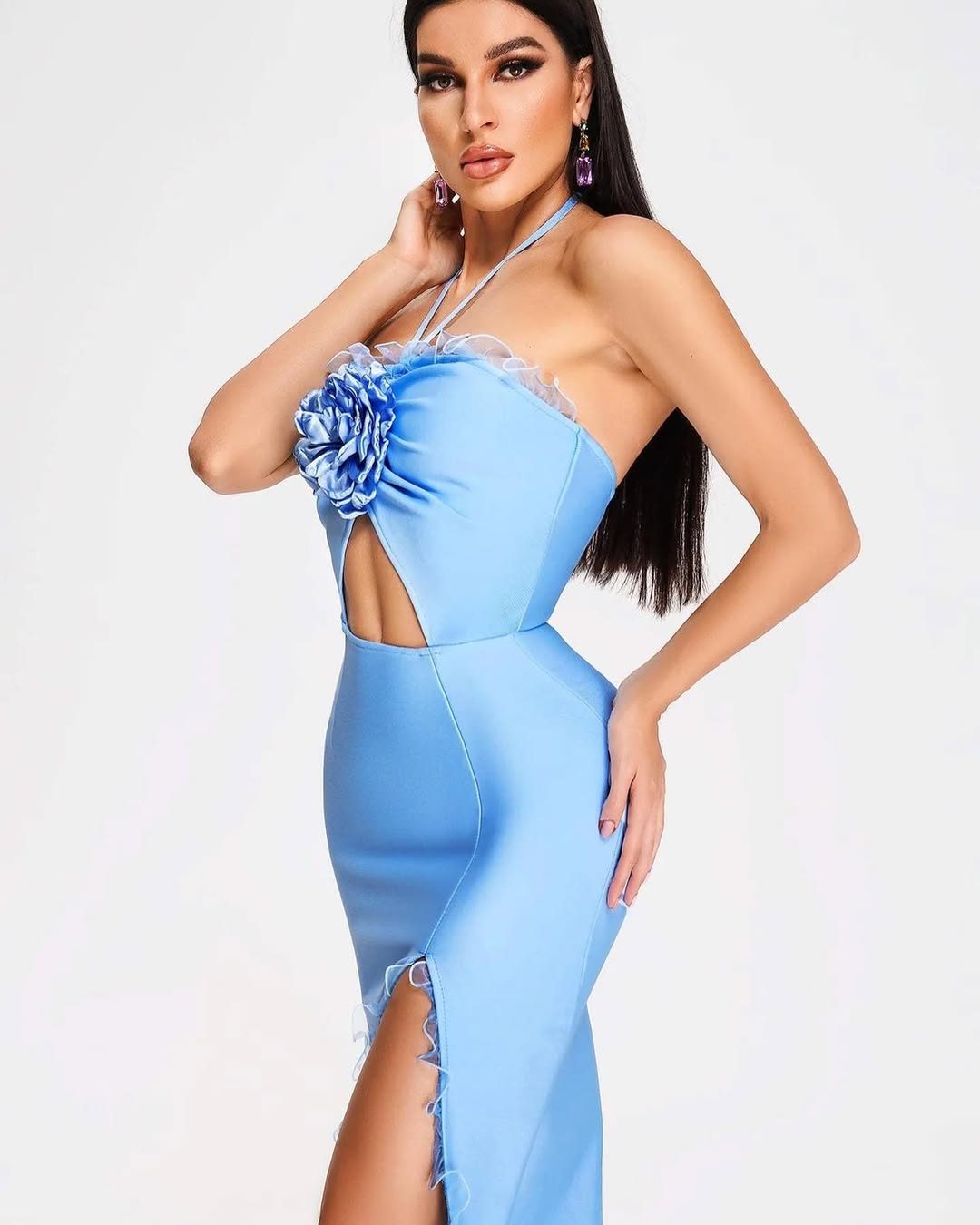 Floral Halter Cut-Out Maxi Dress