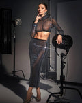Black Rhinestone Mesh Two-Piece Set