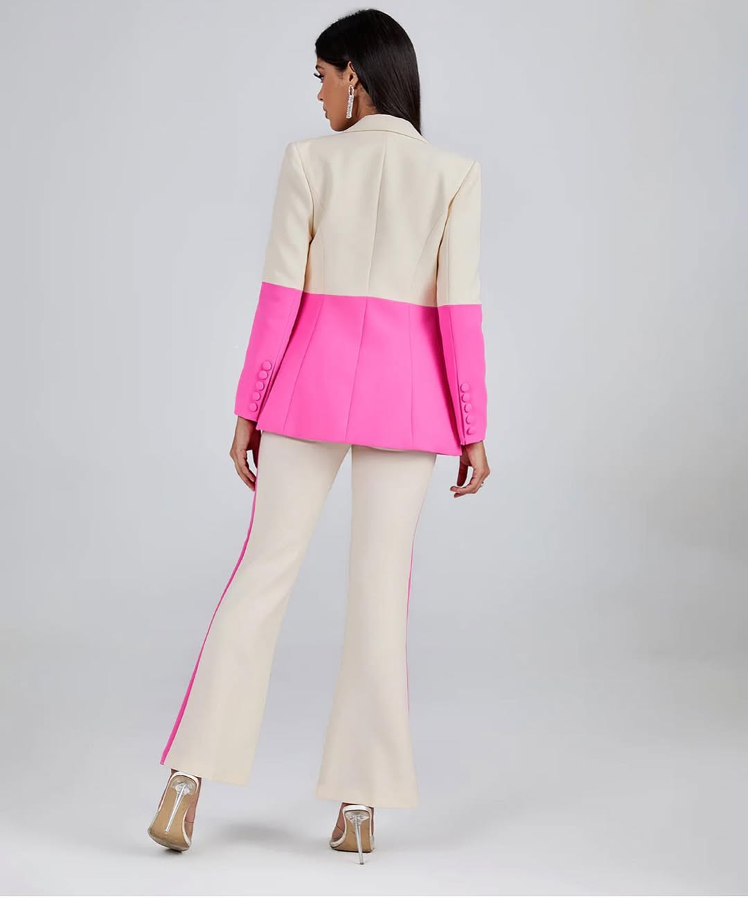 Color Block Blazer Suit Set