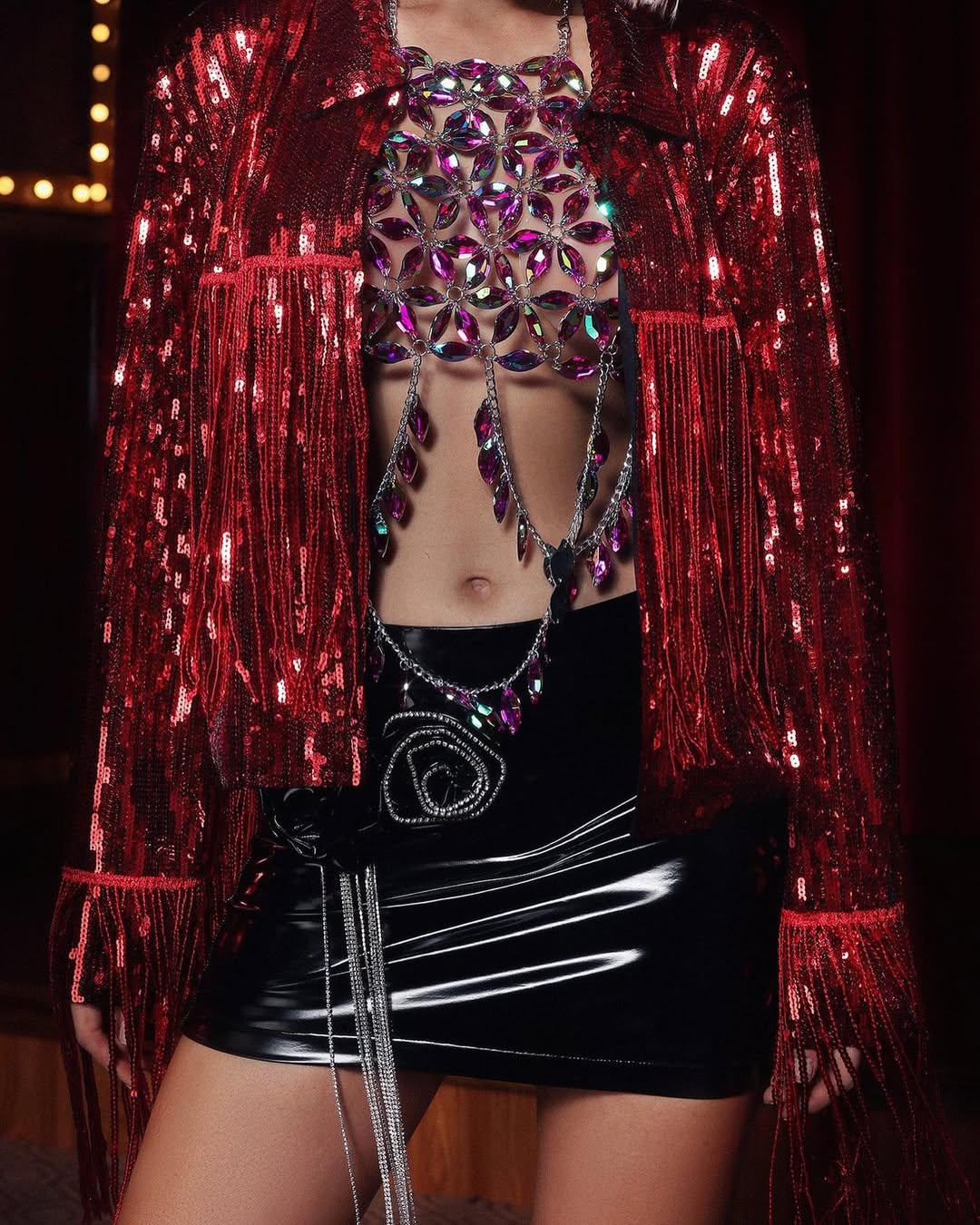 Silver Sequin Fringe Statement Jacket