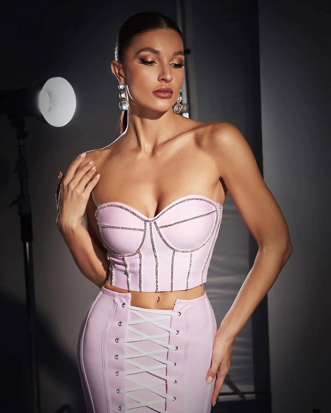 Blush Corset Lace-Up Two-Piece Set