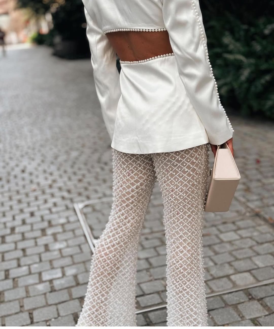 White Lace Trousers and Blazer Set