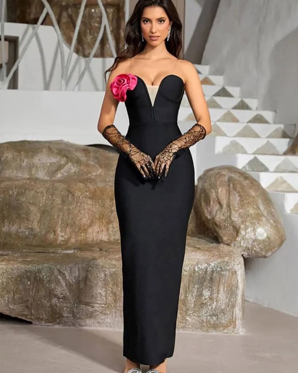 Celebrity-Inspired Long Gown for Elegant Parties & Formal Events