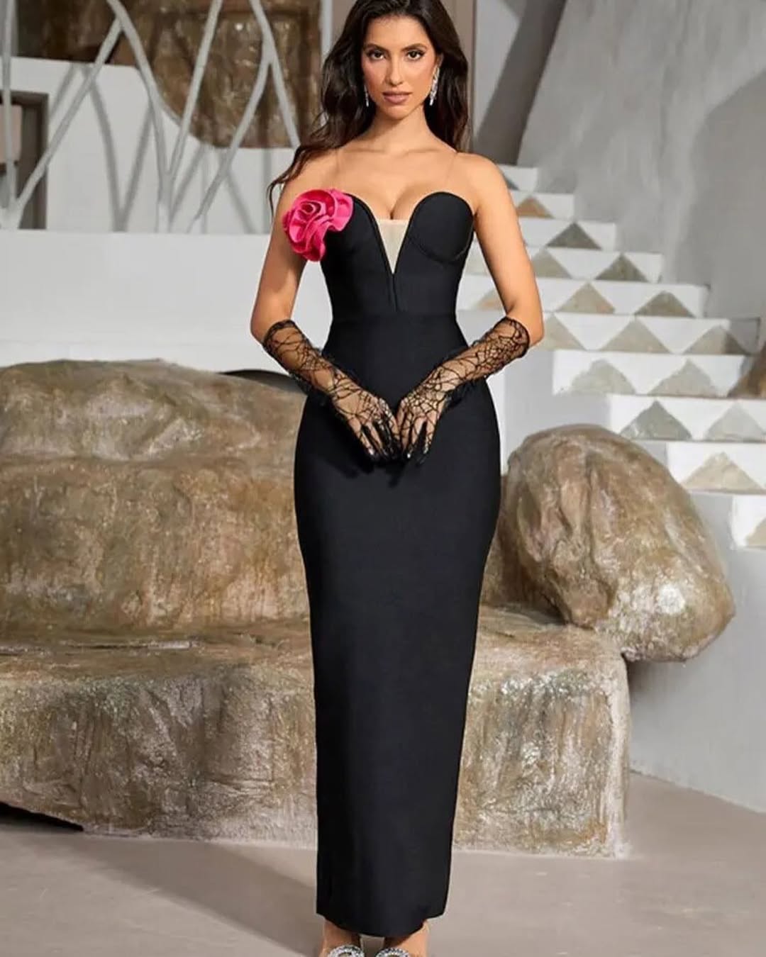 Celebrity-Inspired Long Gown for Elegant Parties & Formal Events