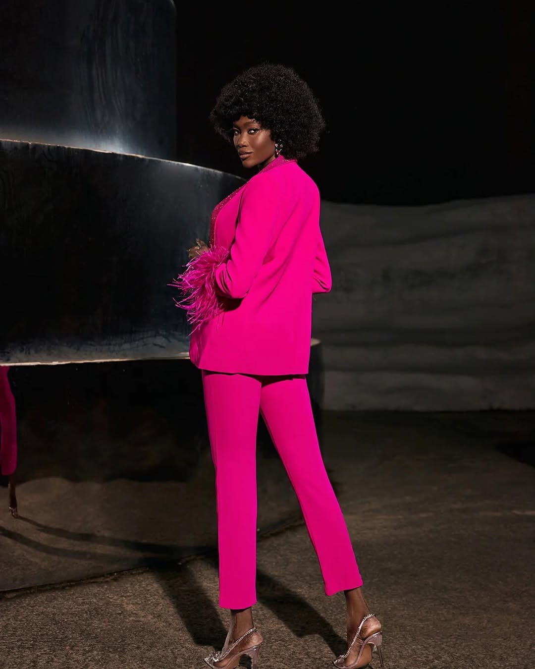 Feather Blazer & Tailored Pants