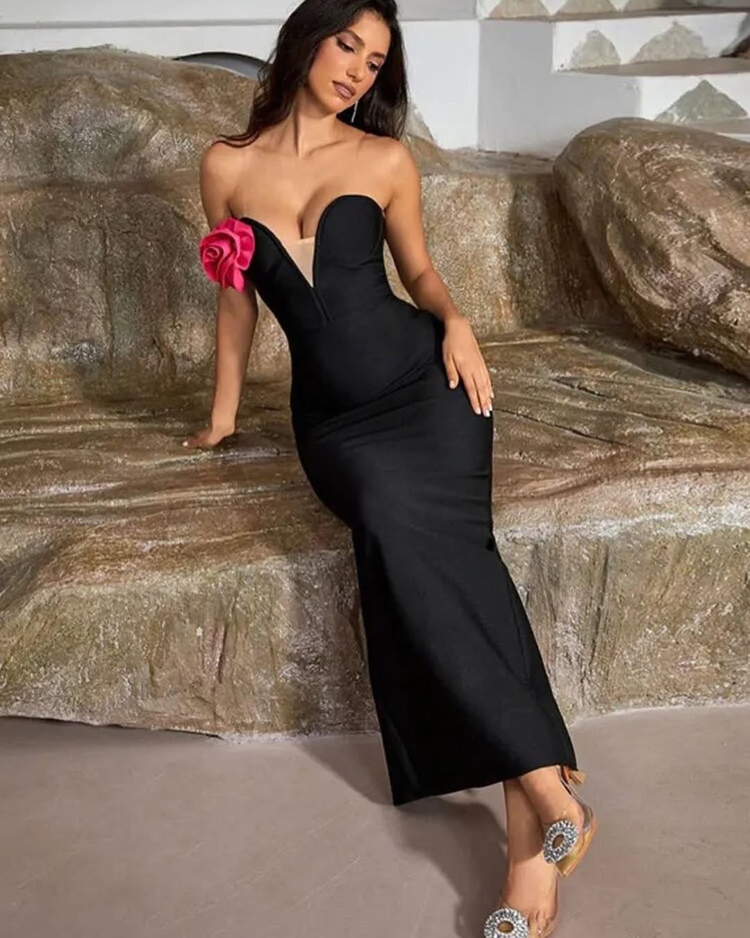 Celebrity-Inspired Long Gown for Elegant Parties & Formal Events