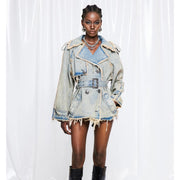 Deconstructed Denim Trench Jacket