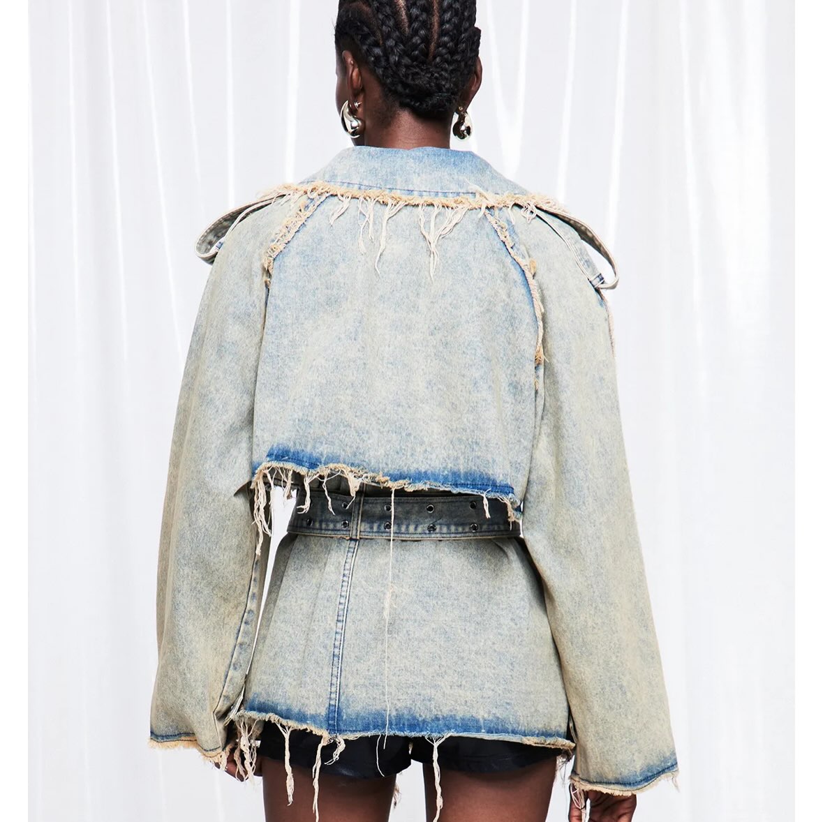 Deconstructed Denim Trench Jacket