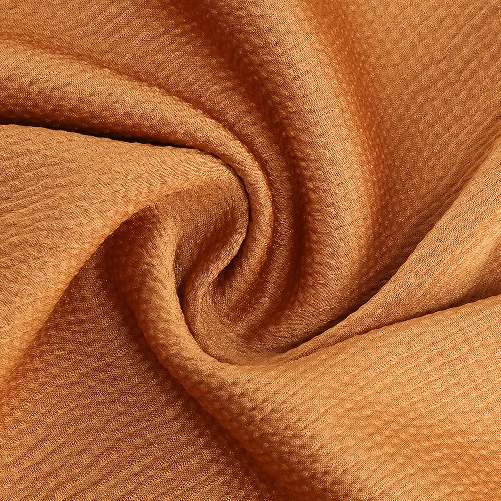 Rust Satin Maxi Dress | Deep V-Neck, Long Sleeve Evening Gown with Slit