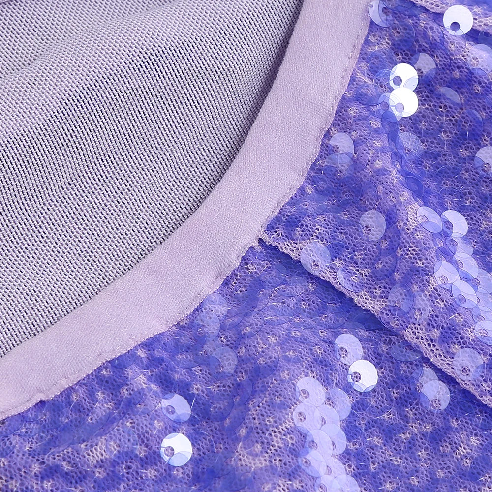 Purple Sequin Lace-Up Back Maxi Dress