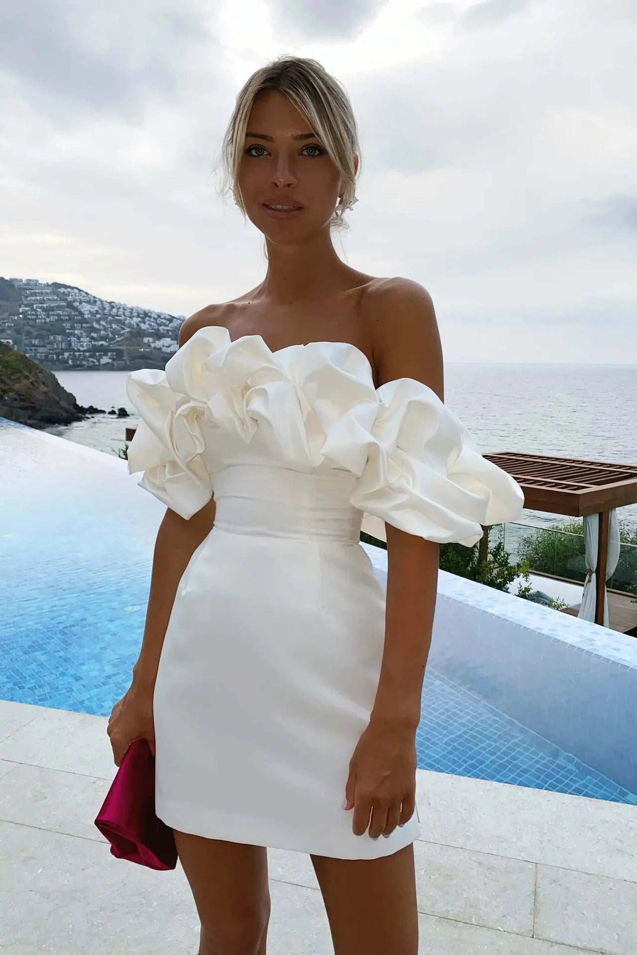 Ruffled Off-Shoulder Mini Dress