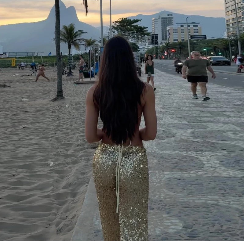 Golden Sequin Two-Piece Set