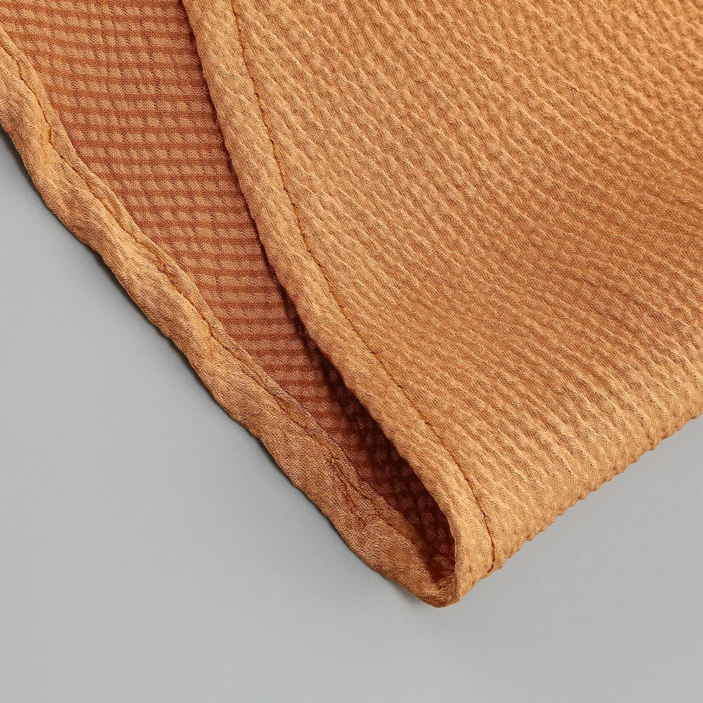 Rust Satin Maxi Dress | Deep V-Neck, Long Sleeve Evening Gown with Slit