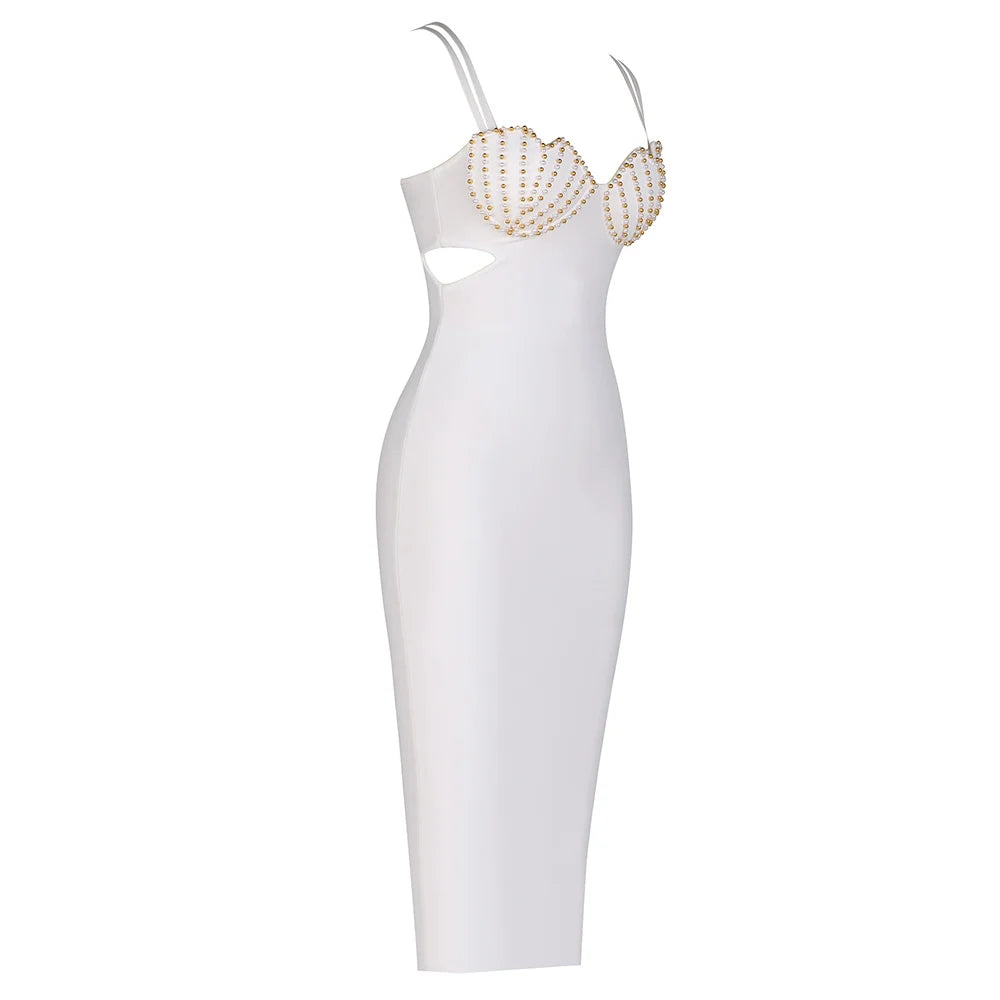 Studded Bust Bodycon Midi Dress