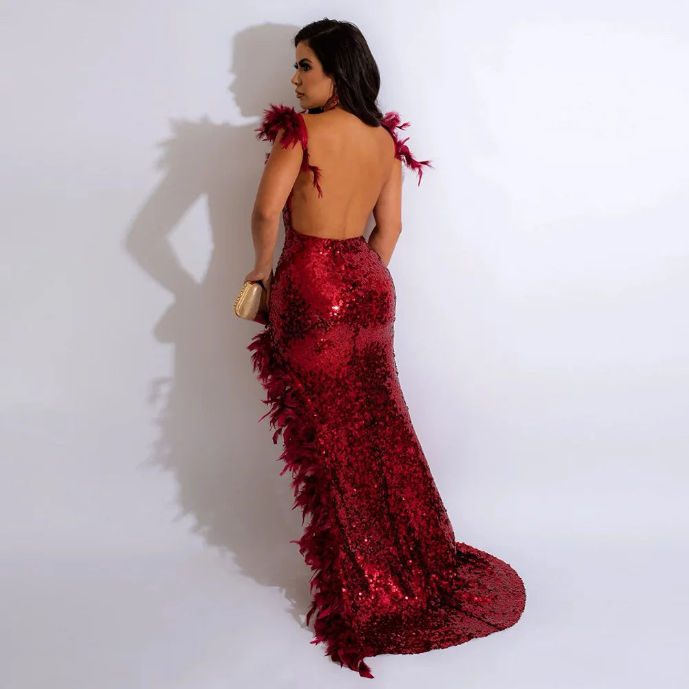 Scarlet Seduction Feather Gown