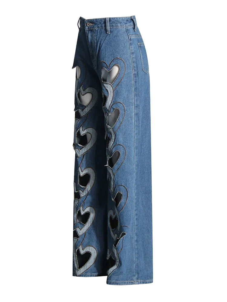 Denim Heart Cut-Out Two-Piece Set